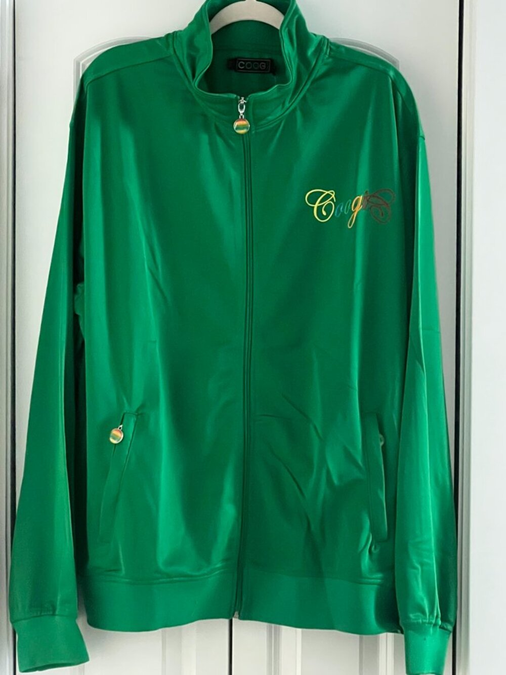 NWT Vintage Green Coogi Track Jacket w Tribal Face Graphic